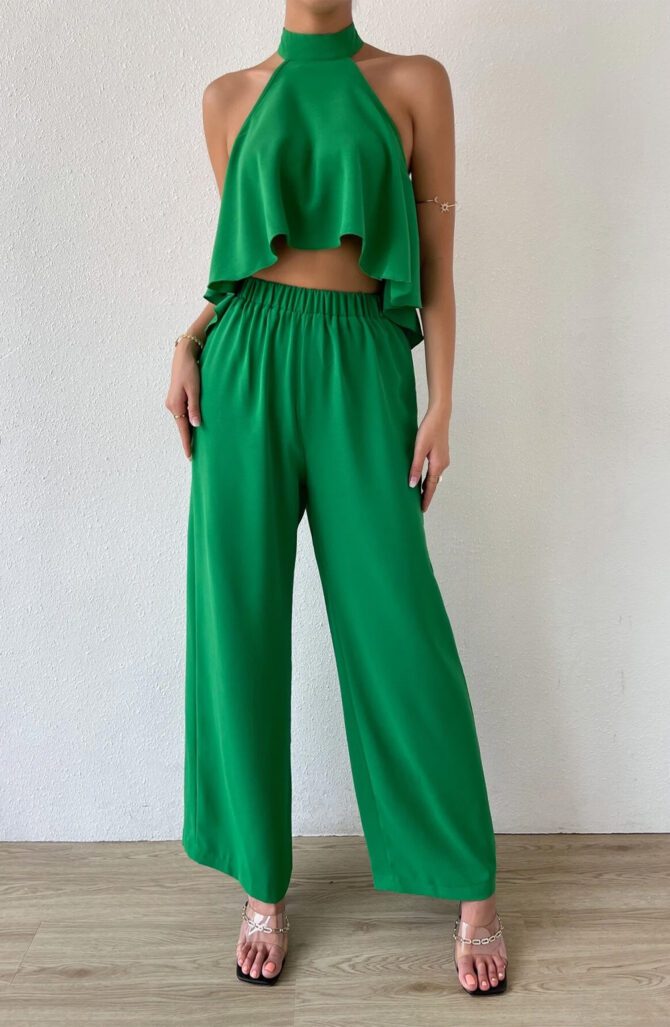 Backless High Low Hem Halter Top & Pants