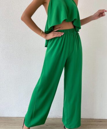 Backless High Low Hem Halter Top & Pants