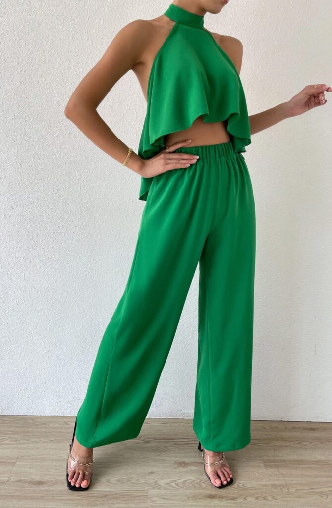 Backless High Low Hem Halter Top & Pants