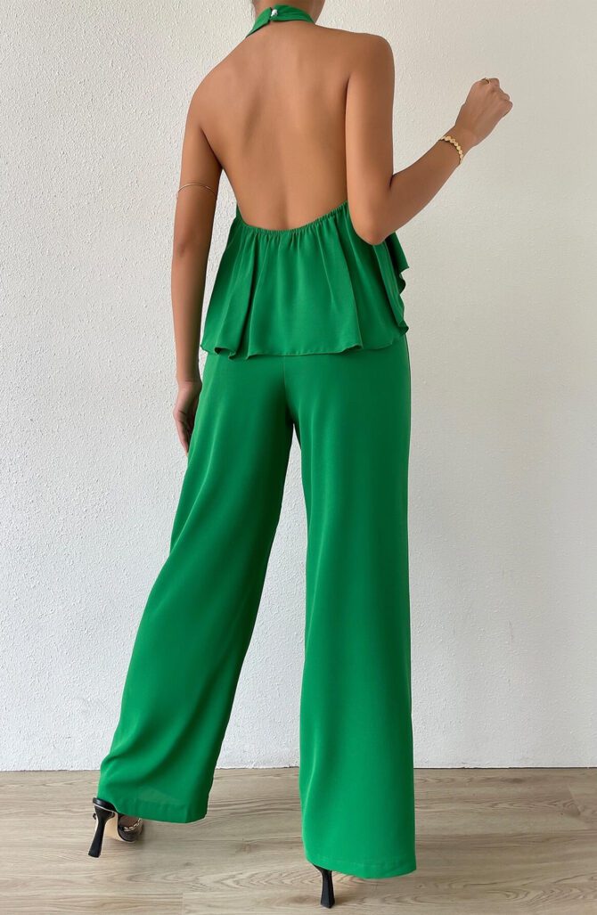 Backless High Low Hem Halter Top & Pants