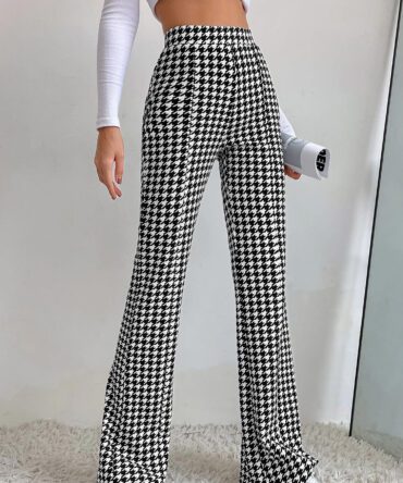 The High Waist Houndstooth Flare Leg Pants