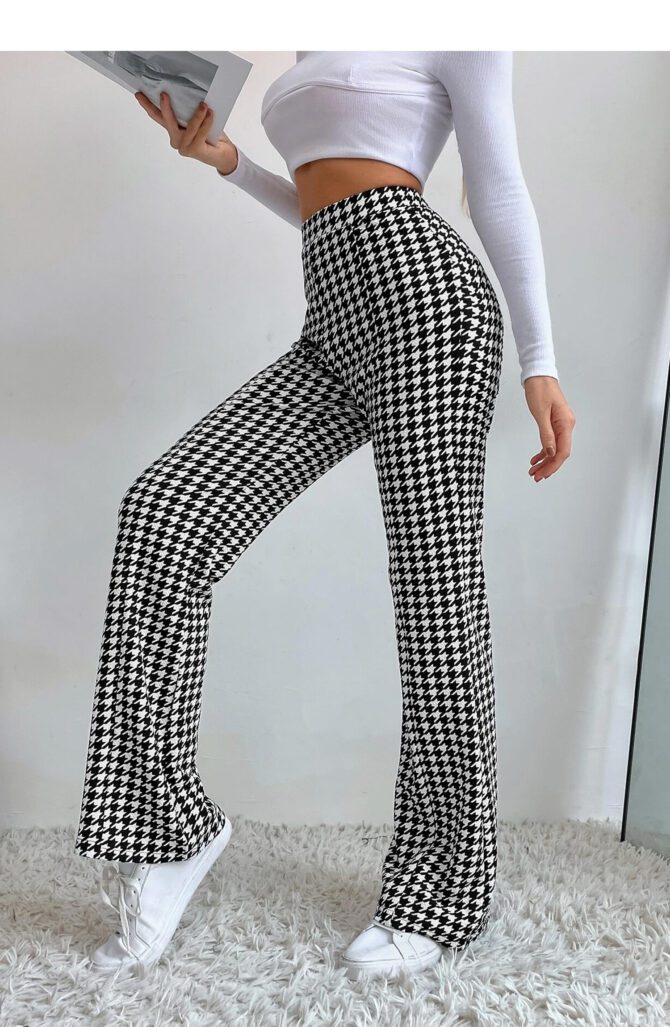 The High Waist Houndstooth Flare Leg Pants