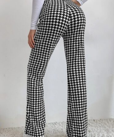 The High Waist Houndstooth Flare Leg Pants