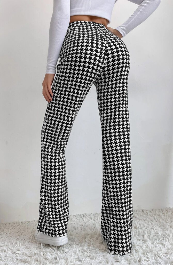 The High Waist Houndstooth Flare Leg Pants