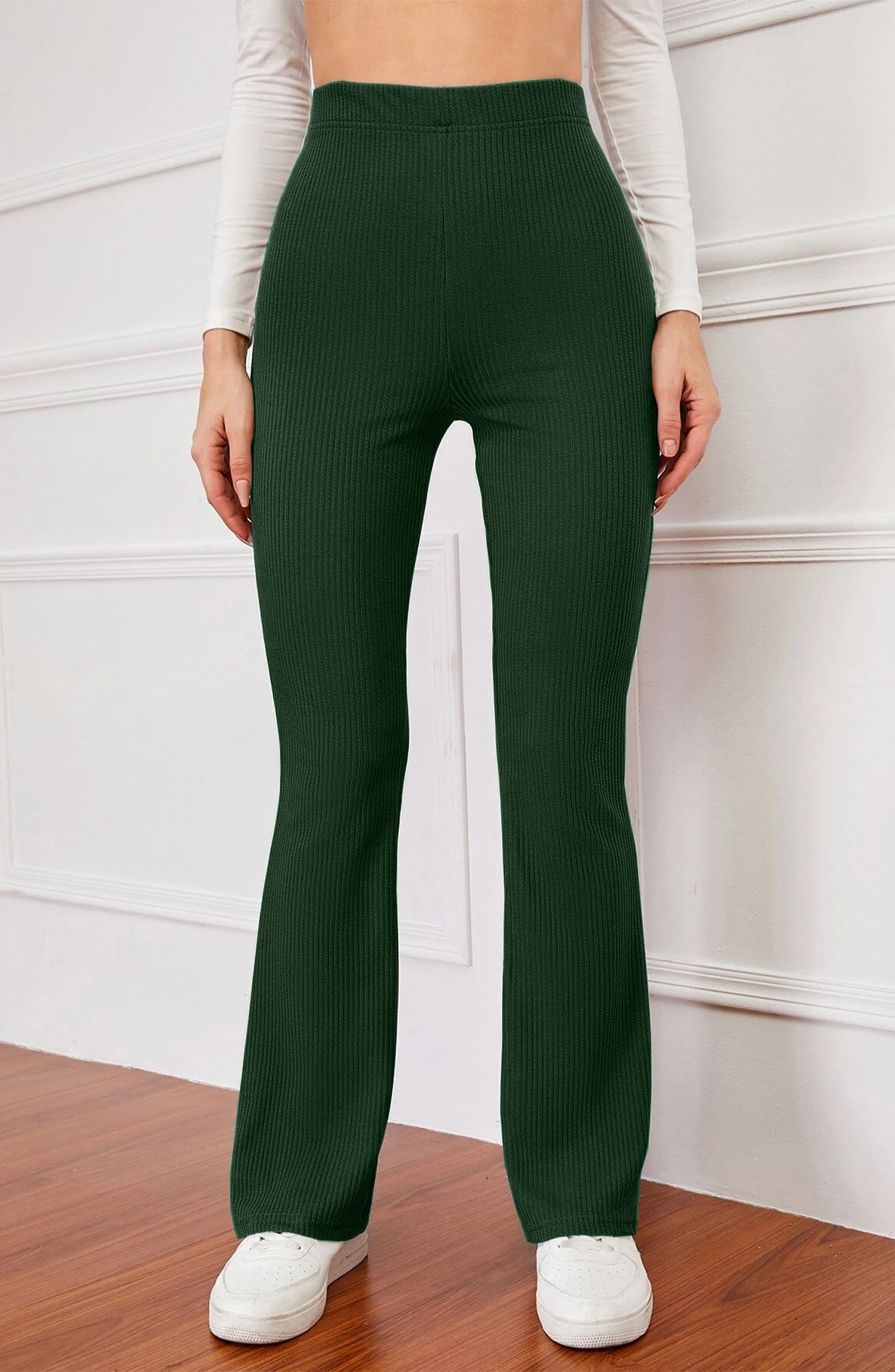 High Waist Ribbed Knit Flare Leg Pants – Stylobabe