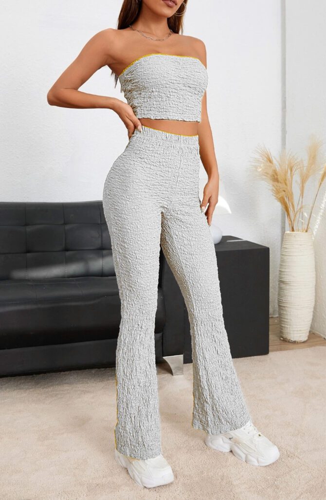 Solid Crop Tube Top & Pants Set